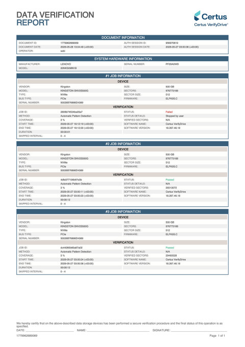 Certus computer verification 1