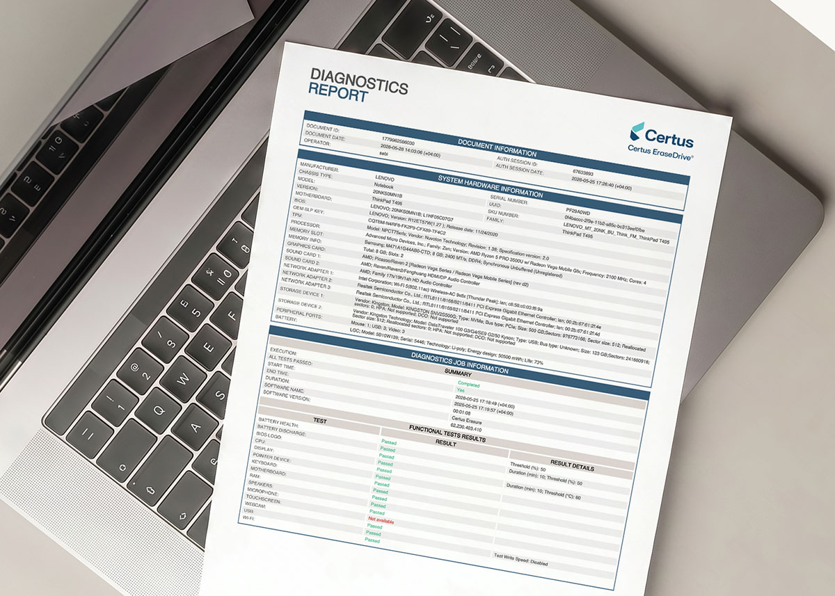 Tamper-Proof Diagnostics Report